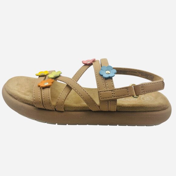 Toddler Girls' Tan Gladiator Sandals Floral Straps Hook & Loop Summer Size 12 - Picture 2 of 7